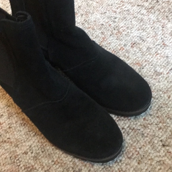 UGG Black Suede High Heel Pull-on Boots - Picture 6 of 16